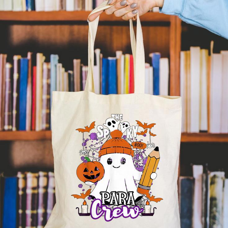 Spooky Para Crew Ghost Halloween Paraprofessional Teacher Canvas Tote Bag, funny gift Spooky Para Crew Ghost Halloween Paraprofessional Teacher Canvas Tote Bag, funny gift