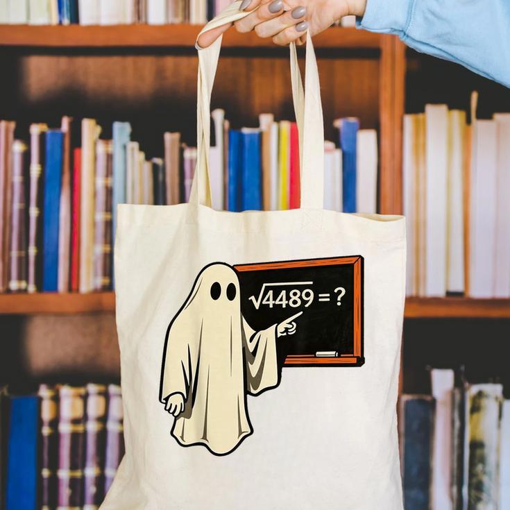 Square Root 67 Ghost Math Teacher 4489 Meme Halloween Canvas Tote Bag, funny gift Square Root 67 Ghost Math Teacher 4489 Meme Halloween Canvas Tote Bag, funny gift