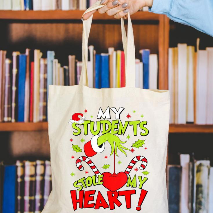 My Students Stole My Heart Teacher Holiday Merry Christmas Canvas Tote Bag, funny gift My Students Stole My Heart Teacher Holiday Merry Christmas Canvas Tote Bag, funny gift