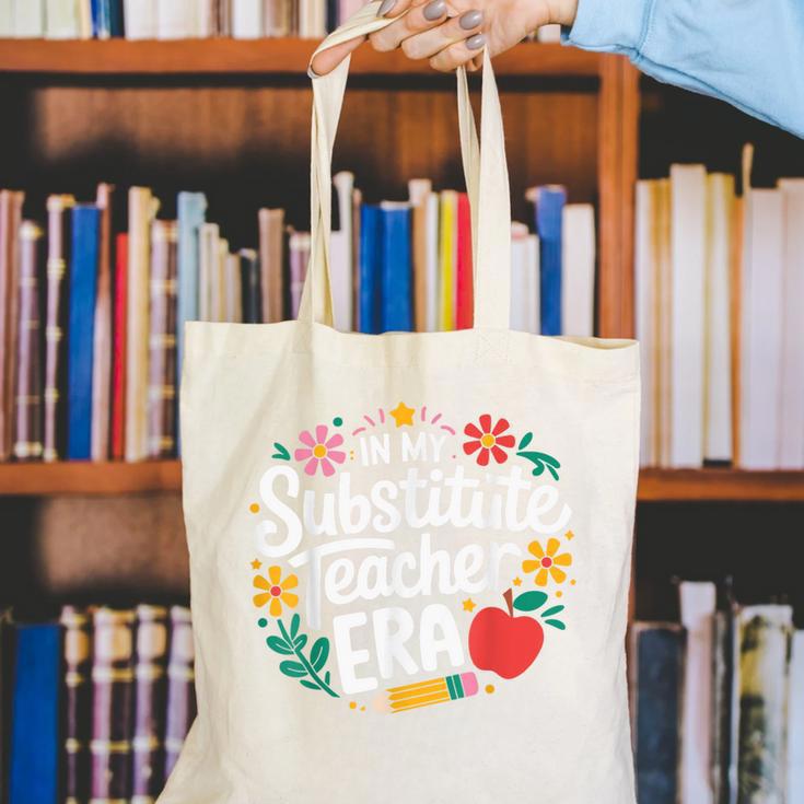 In My Substitute Teacher Era Canvas Tote Bag, funny gift