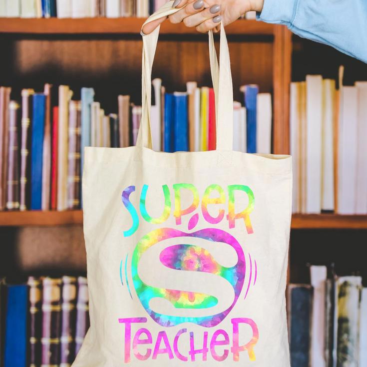 Super Teacher Back To School Apple Tie Dye First Day Canvas Tote Bag, Super Teacher Tote Bags, funny gift Super Teacher Back To School Apple Tie Dye First Day Canvas Tote Bag, Super Teacher Tote Bags, funny gift