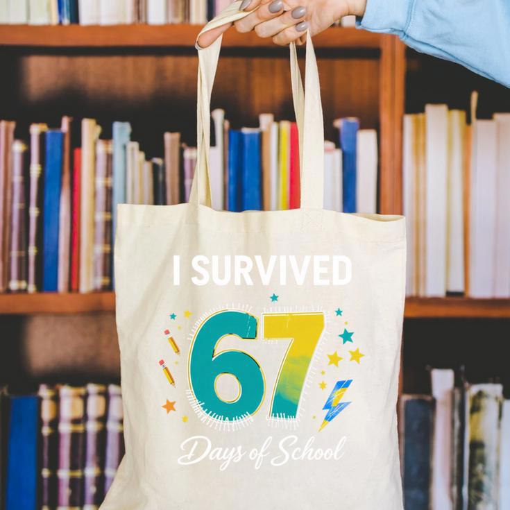 I Survived 67 Days Of School Teachers Students Meme Canvas Tote Bag, funny gift I Survived 67 Days Of School Teachers Students Meme Canvas Tote Bag, funny gift