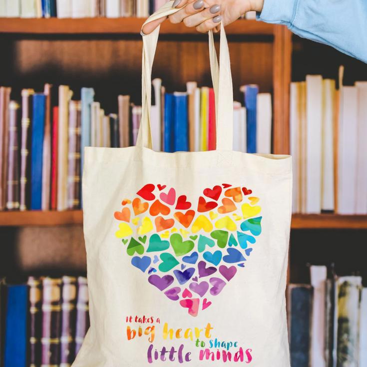 It Takes a Big Heart To Shape Little Minds Teacher Canvas Tote Bag, funny gift It Takes a Big Heart To Shape Little Minds Teacher Canvas Tote Bag, funny gift