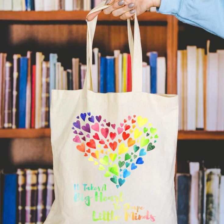 It Takes A Big Heart To Shape Little Minds Teacher Student Men Women Kids Canvas Tote Bag, funny gift It Takes A Big Heart To Shape Little Minds Teacher Student Men Women Kids Canvas Tote Bag, funny gift