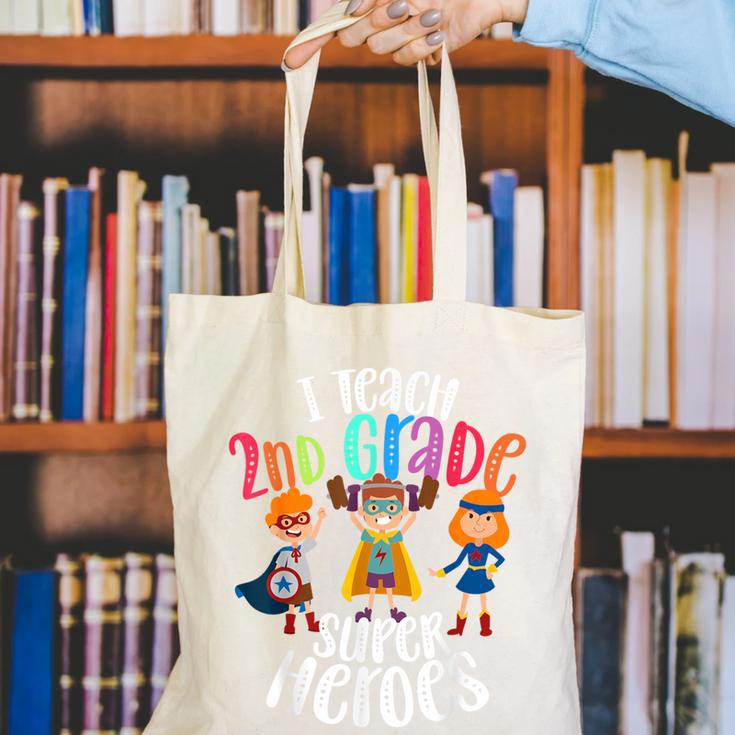 I Teach 2nd Grade Superheroes Back To School Teacher Men Women Girls Kids Canvas Tote Bag, 2nd Grade Teacher Tote Bags, funny gift
