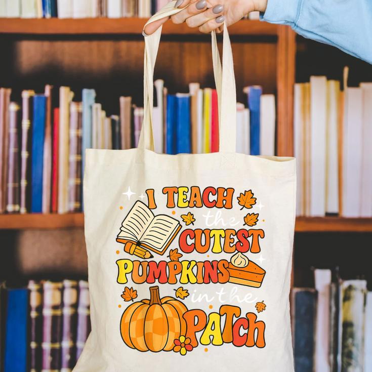 I Teach The Coolest Pumpkins In The Patch Teacher Halloween Canvas Tote Bag, funny gift