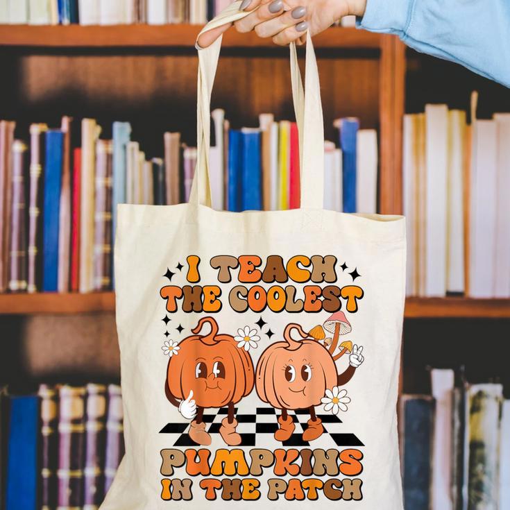 I Teach The Coolest Pumpkins In The Patch Teacher Halloween Canvas Tote Bag, funny gift
