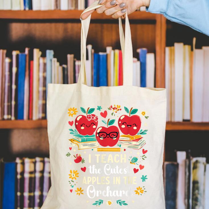 I Teach The Cutest Apples In The Orchard Cute Fall Teacher Canvas Tote Bag, funny gift I Teach The Cutest Apples In The Orchard Cute Fall Teacher Canvas Tote Bag, funny gift