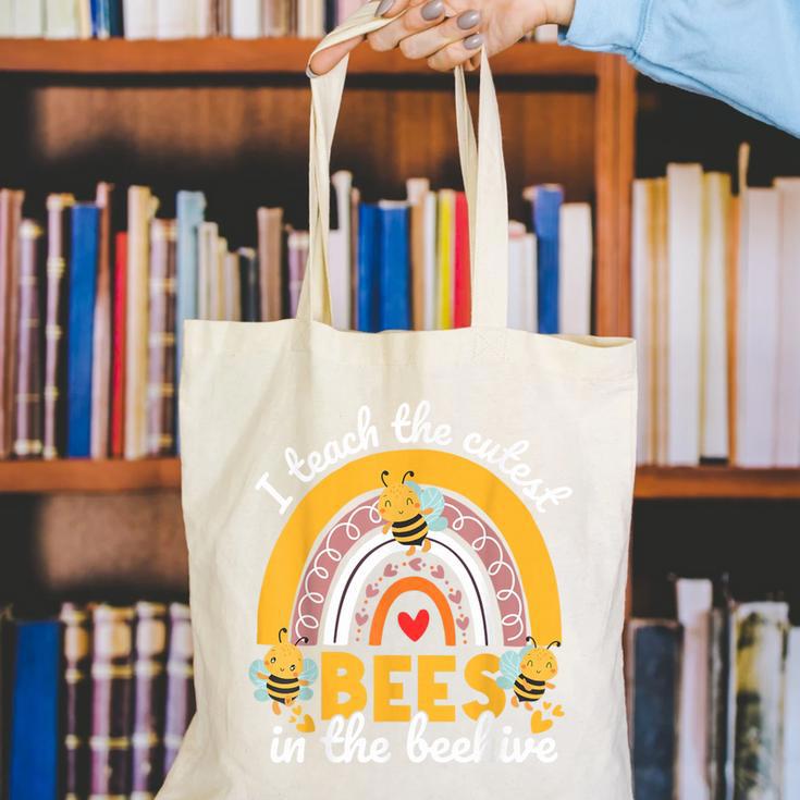 I Teach The Cutest Bees In The Beehive Teachers Day Canvas Tote Bag, funny gift