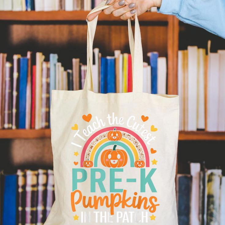 I Teach The Cutest Pre-K Pumpkin Teacher Student Halloween Canvas Tote Bag, funny gift