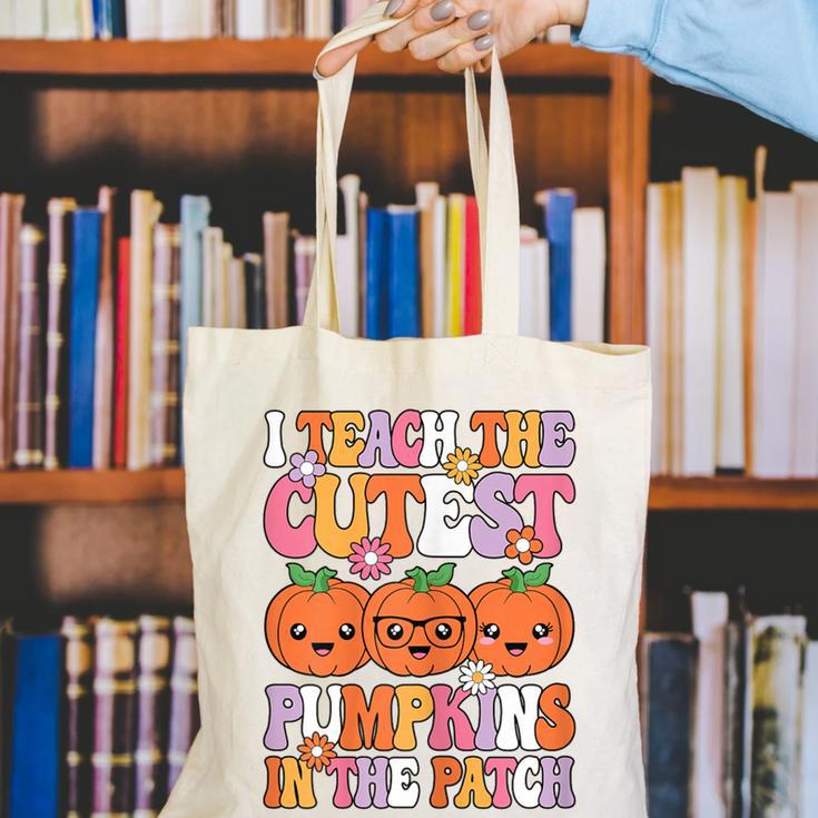 I Teach The Cutest Pumpkins Halloween Fall Teacher Women Canvas Tote Bag, funny gift I Teach The Cutest Pumpkins Halloween Fall Teacher Women Canvas Tote Bag, funny gift