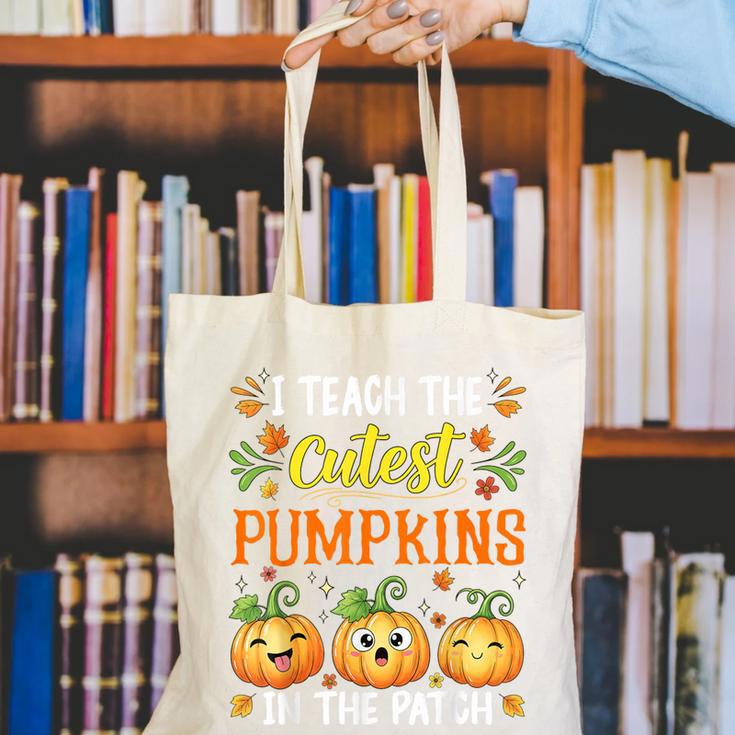 I Teach The Cutest Pumpkins Halloween Teacher Canvas Tote Bag, funny gift I Teach The Cutest Pumpkins Halloween Teacher Canvas Tote Bag, funny gift