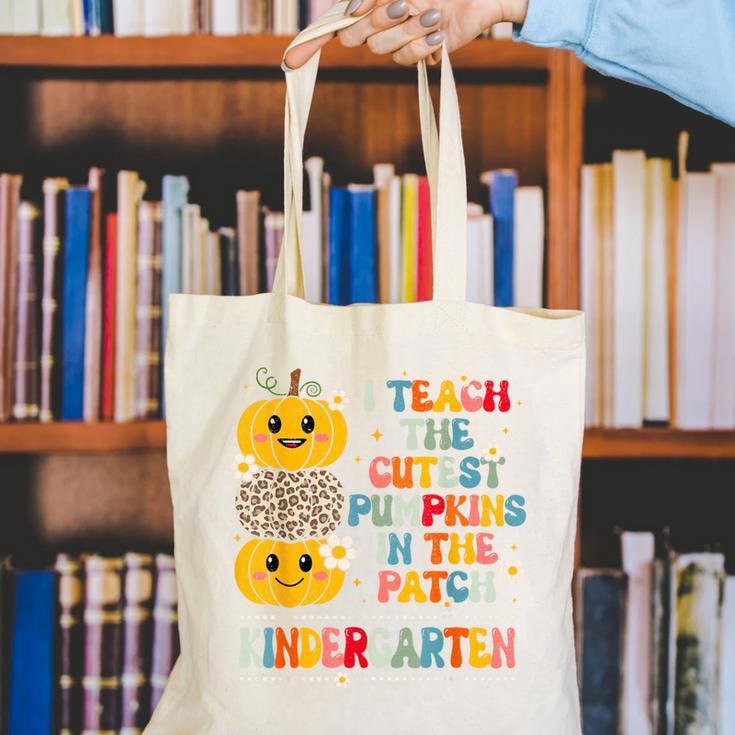 I Teach The Cutest Pumpkins Kindergarten Teacher Halloween Canvas Tote Bag, funny gift I Teach The Cutest Pumpkins Kindergarten Teacher Halloween Canvas Tote Bag, funny gift