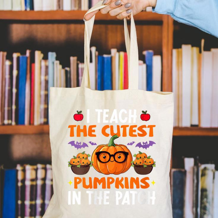 I Teach The Cutest Pumpkins In The Patch Halloween Teacher Canvas Tote Bag, funny gift I Teach The Cutest Pumpkins In The Patch Halloween Teacher Canvas Tote Bag, funny gift