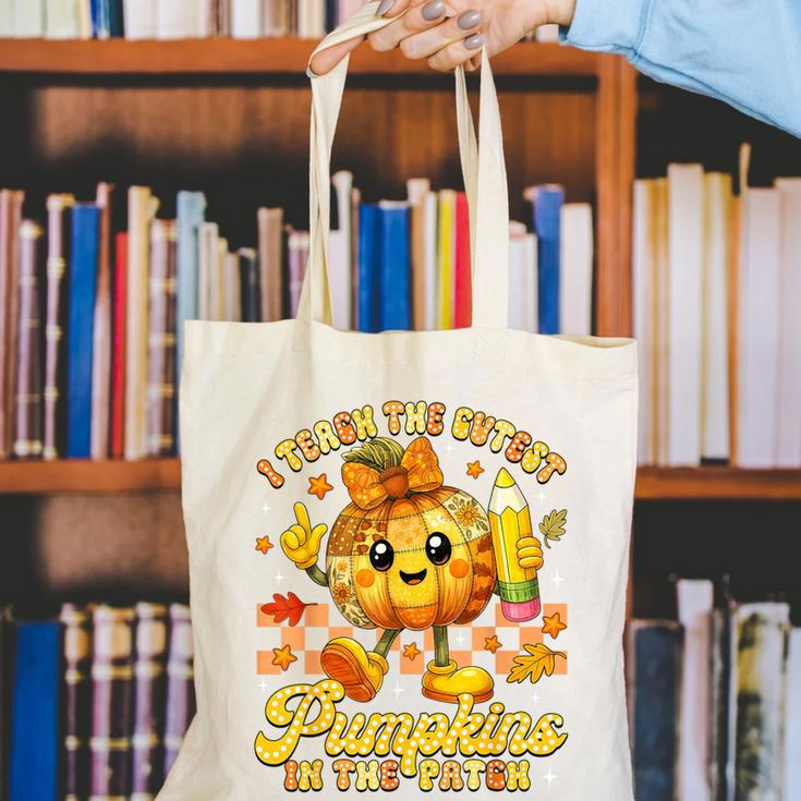 I Teach The Cutest Pumpkins In The Patch Teacher Halloween Canvas Tote Bag, funny gift I Teach The Cutest Pumpkins In The Patch Teacher Halloween Canvas Tote Bag, funny gift