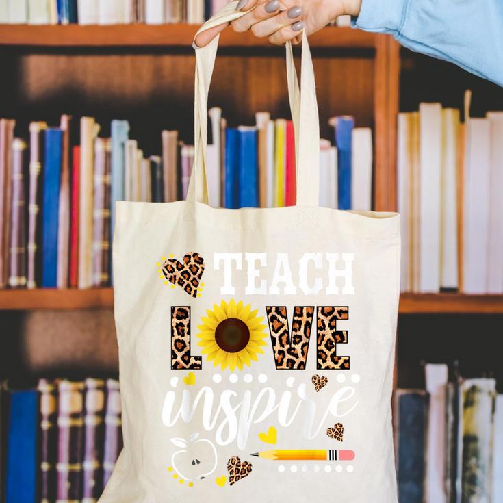 TEACH LOVE INSPIRE Teacher Sunflower Appreciation Canvas Tote Bag, funny gift TEACH LOVE INSPIRE Teacher Sunflower Appreciation Canvas Tote Bag, funny gift