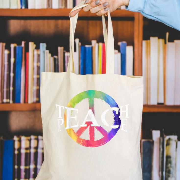 Teach Peace For Teachers And Educators Counselor Canvas Tote Bag, funny gift Teach Peace For Teachers And Educators Counselor Canvas Tote Bag, funny gift