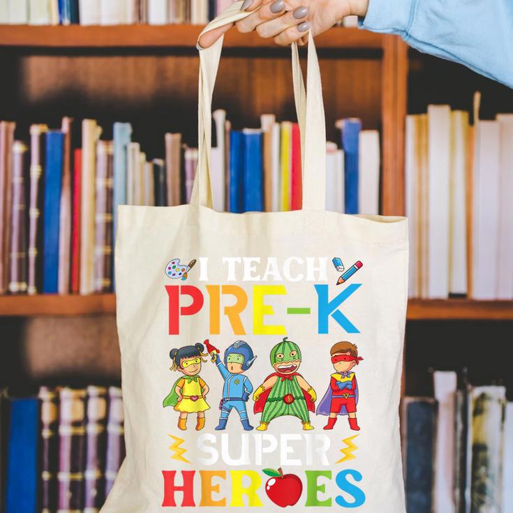 I Teach Pre-K Superheroes Students Teacher Back To School Canvas Tote Bag, funny gift