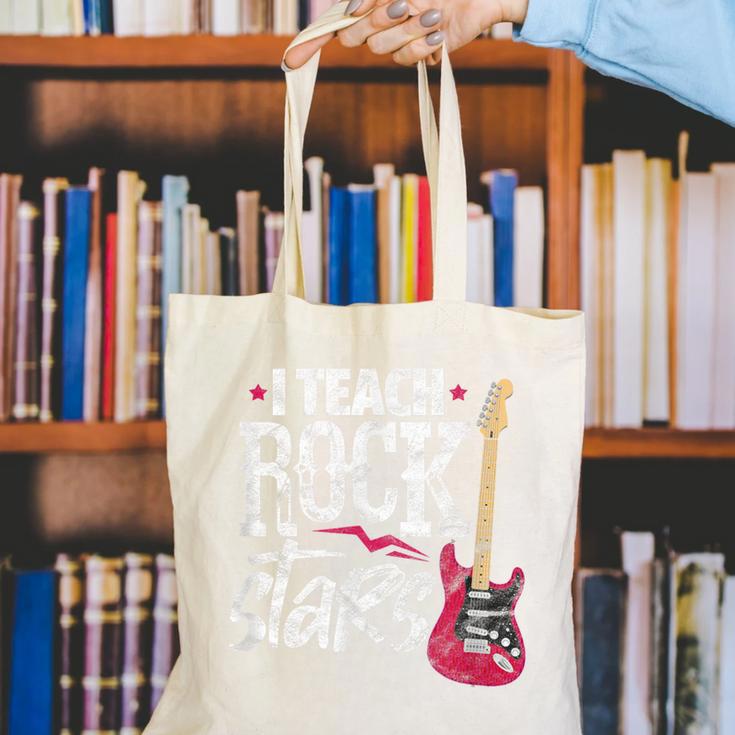 I Teach Rock Stars Music Teacher Guitar Player Canvas Tote Bag, funny gift