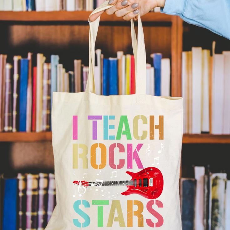I Teach Rockstars Band Vibes Teacher Rocks My Music Teaching Canvas Tote Bag, funny gift