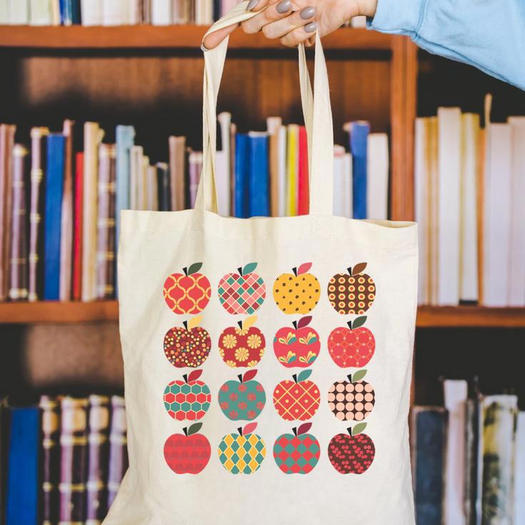 Teacher Apple Back To School Art For School Supplies Canvas Tote Bag, funny gift Teacher Apple Back To School Art For School Supplies Canvas Tote Bag, funny gift