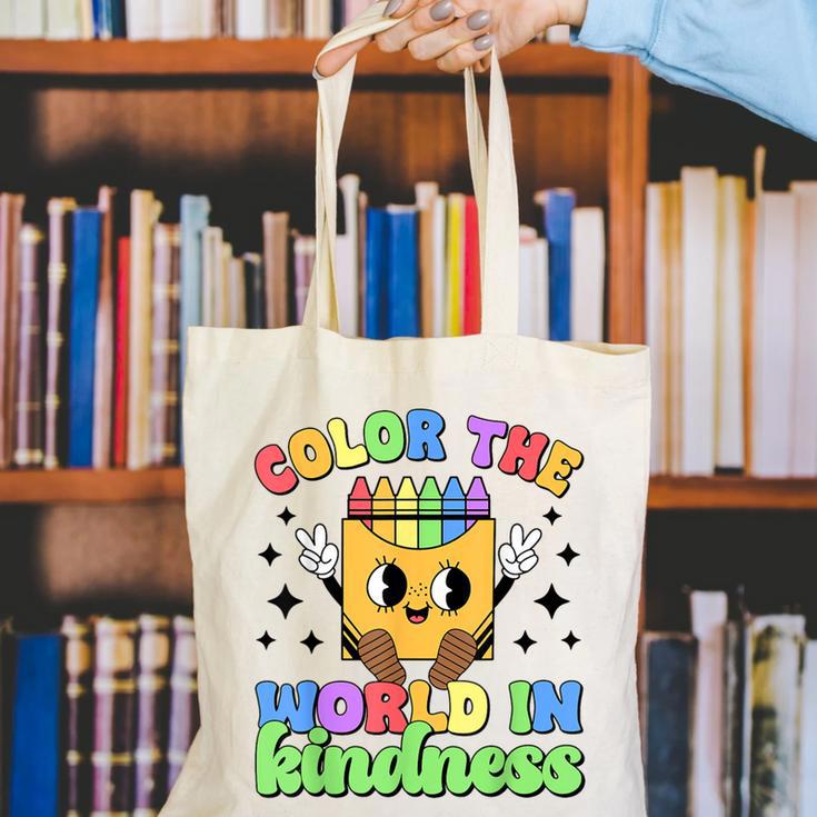 Teacher Back To School Color In Kindness Crayon Pencil Canvas Tote Bag, funny gift Teacher Back To School Color In Kindness Crayon Pencil Canvas Tote Bag, funny gift
