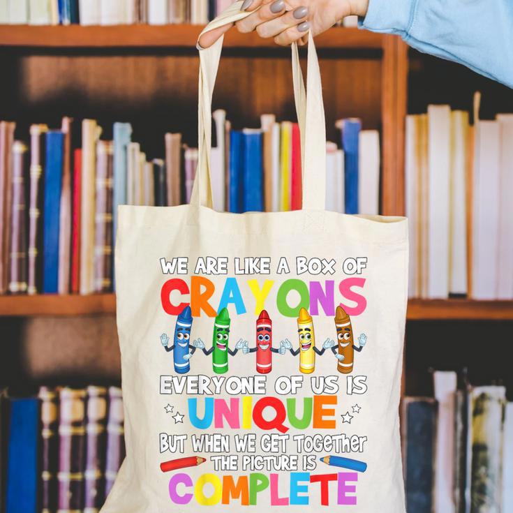 Teacher We Are Like a Box Of Crayons For Men Women Kids Canvas Tote Bag, funny gift Teacher We Are Like a Box Of Crayons For Men Women Kids Canvas Tote Bag, funny gift