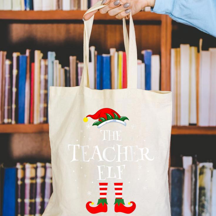 The Teacher Elf Christmas Family Matching Group Xmas Canvas Tote Bag, funny gift The Teacher Elf Christmas Family Matching Group Xmas Canvas Tote Bag, funny gift