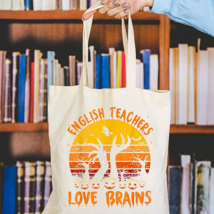 Teacher Halloween All English Teachers Love Brains Canvas Tote Bag, English Teacher Tote Bags, funny gift Teacher Halloween All English Teachers Love Brains Canvas Tote Bag, English Teacher Tote Bags, funny gift