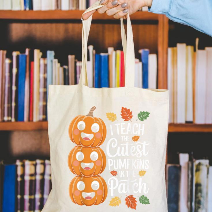 Teacher Halloween Tshirts I Teach The Cutest Pumpkins Canvas Tote Bag, funny gift