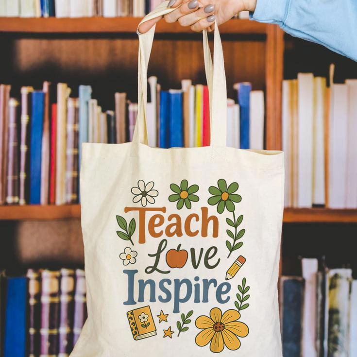Teacher Inspire Love Canvas Tote Bag, funny gift Teacher Inspire Love Canvas Tote Bag, funny gift