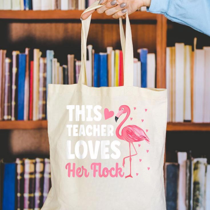 This Teacher Loves Her Flock Teaching Flamingo Girl Canvas Tote Bag, funny gift This Teacher Loves Her Flock Teaching Flamingo Girl Canvas Tote Bag, funny gift