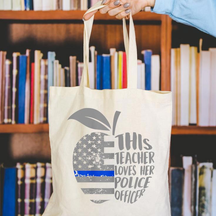 This Teacher Loves Her Police Officer Wife Saying Canvas Tote Bag, funny gift