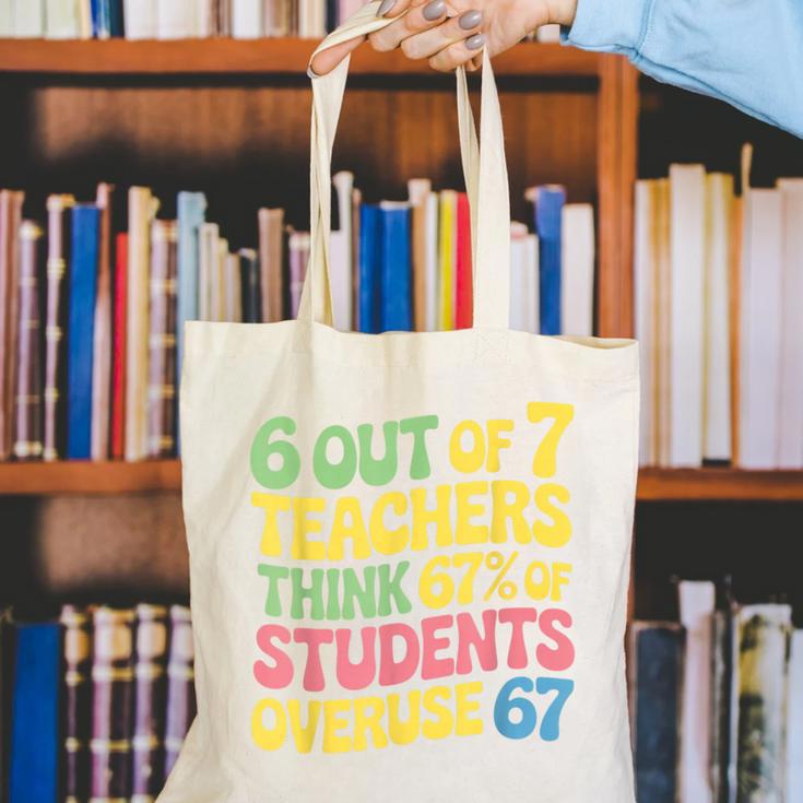 Teacher Overuse 67 Teacher Canvas Tote Bag, funny gift Teacher Overuse 67 Teacher Canvas Tote Bag, funny gift