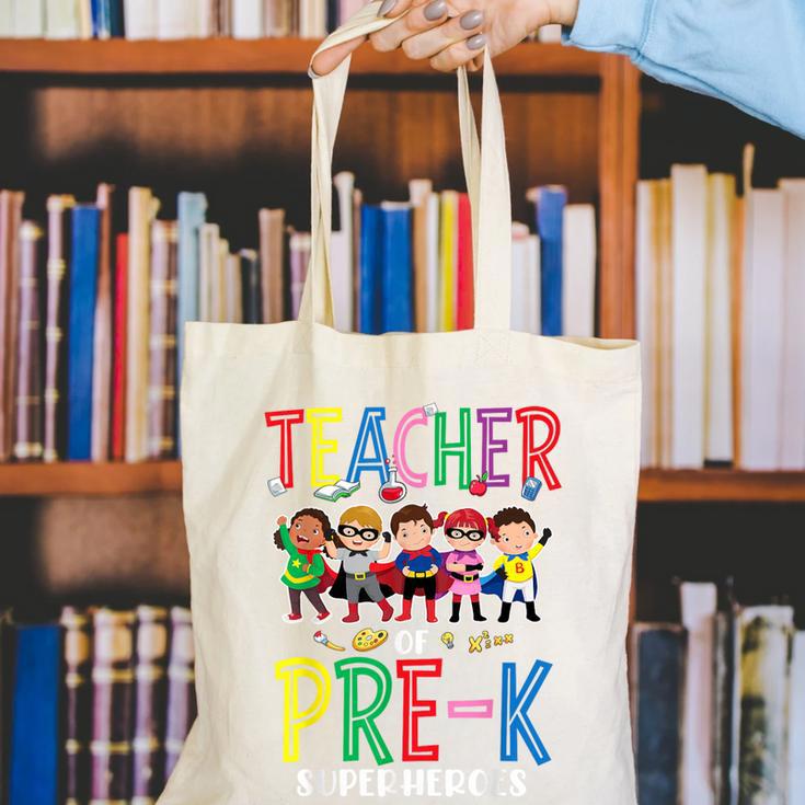 Teacher Of Pre K Superheroes Teacher New School Year Men Women Canvas Tote Bag, funny gift Teacher Of Pre K Superheroes Teacher New School Year Men Women Canvas Tote Bag, funny gift