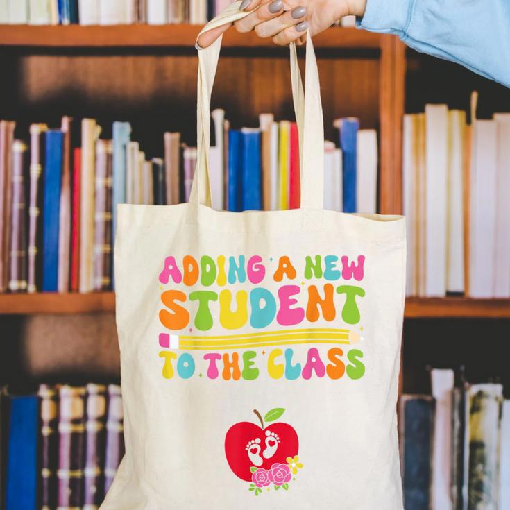 Teacher Pregnancy Announcement Clothing Expecting Teacher X-Small Canvas Tote Bag, funny gift Teacher Pregnancy Announcement Clothing Expecting Teacher X-Small Canvas Tote Bag, funny gift