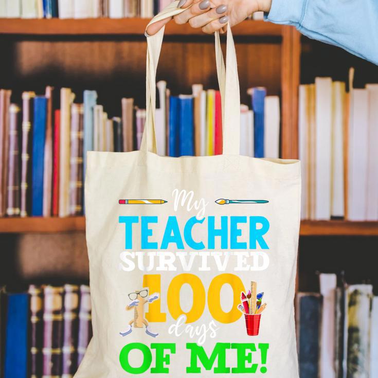 My Teacher Survived 100 Days Of Me Dab 100 Days Of School For Men Women Kids Canvas Tote Bag, funny gift