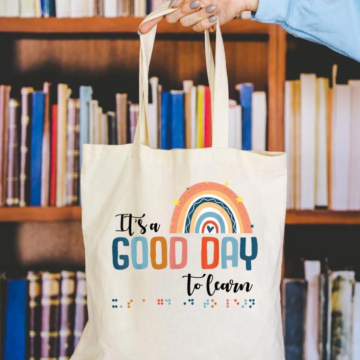 Teacher Of Visually Impaired Braille A Good Day To Learn Canvas Tote Bag, funny gift Teacher Of Visually Impaired Braille A Good Day To Learn Canvas Tote Bag, funny gift