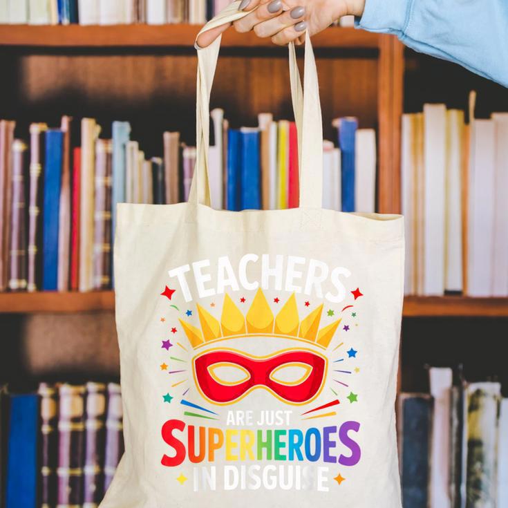 Teachers Are Just Superheroes In Disguise Fun Back To School Canvas Tote Bag, funny gift