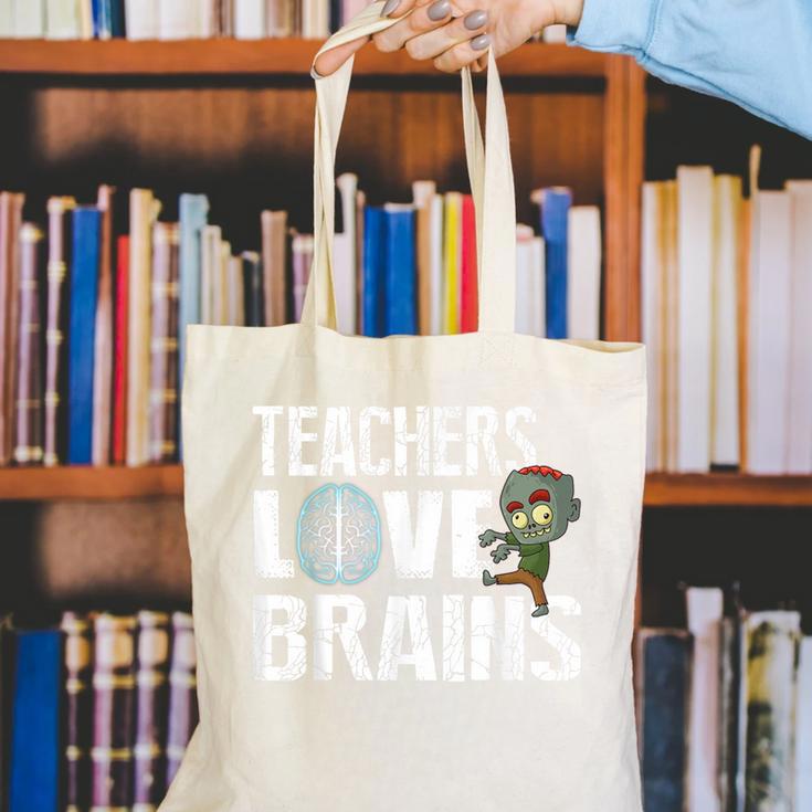Teachers Love Brains Zombie Halloween Hilarious Canvas Tote Bag, funny gift Teachers Love Brains Zombie Halloween Hilarious Canvas Tote Bag, funny gift