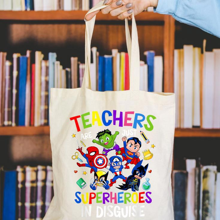 Teachers Are Superheroes Back To School Canvas Tote Bag, funny gift