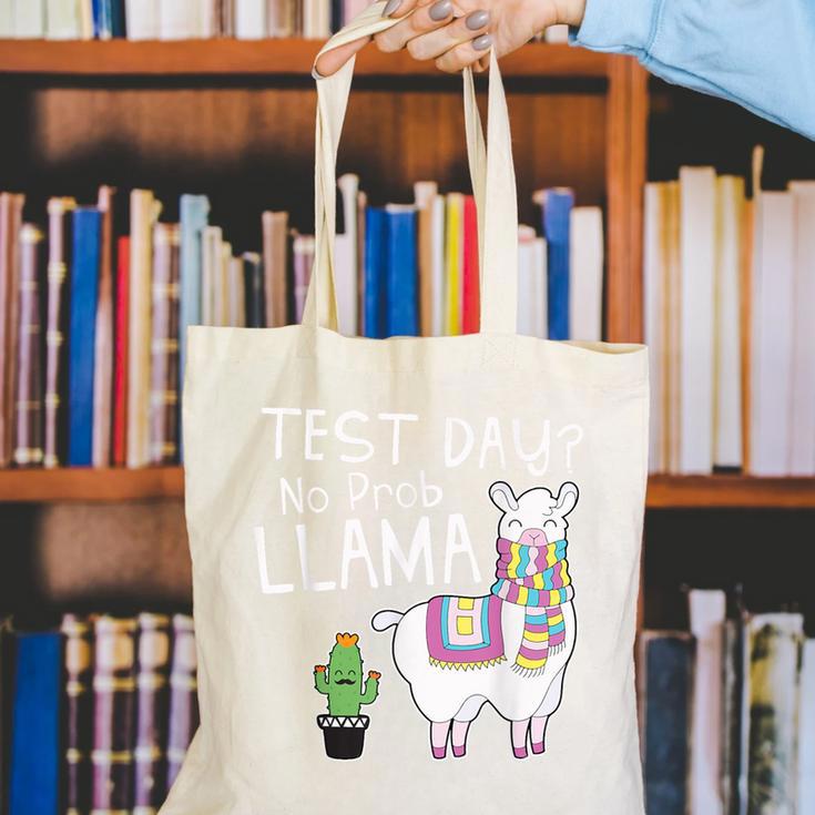 Teachers Testing Day Test Day No Prob Llama Teacher Canvas Tote Bag, funny gift Teachers Testing Day Test Day No Prob Llama Teacher Canvas Tote Bag, funny gift