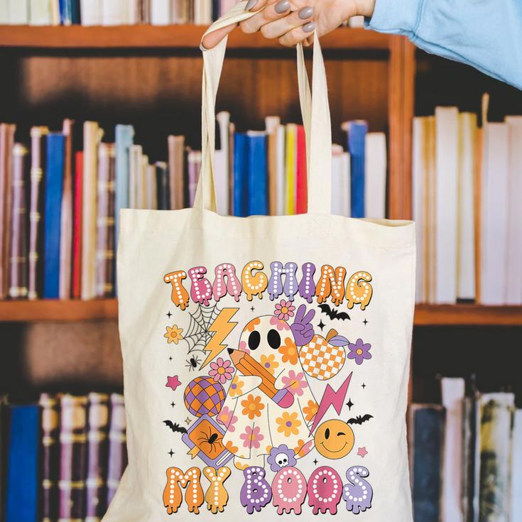 Teaching My Boos Ghost Halloween Costumes Teacher Men Women Canvas Tote Bag, funny gift Teaching My Boos Ghost Halloween Costumes Teacher Men Women Canvas Tote Bag, funny gift