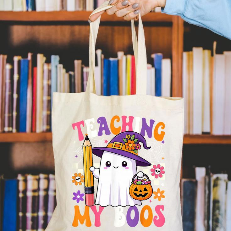 Teaching My Boos Ghost Teacher Cute Pencil Halloween Teacher Canvas Tote Bag, funny gift Teaching My Boos Ghost Teacher Cute Pencil Halloween Teacher Canvas Tote Bag, funny gift