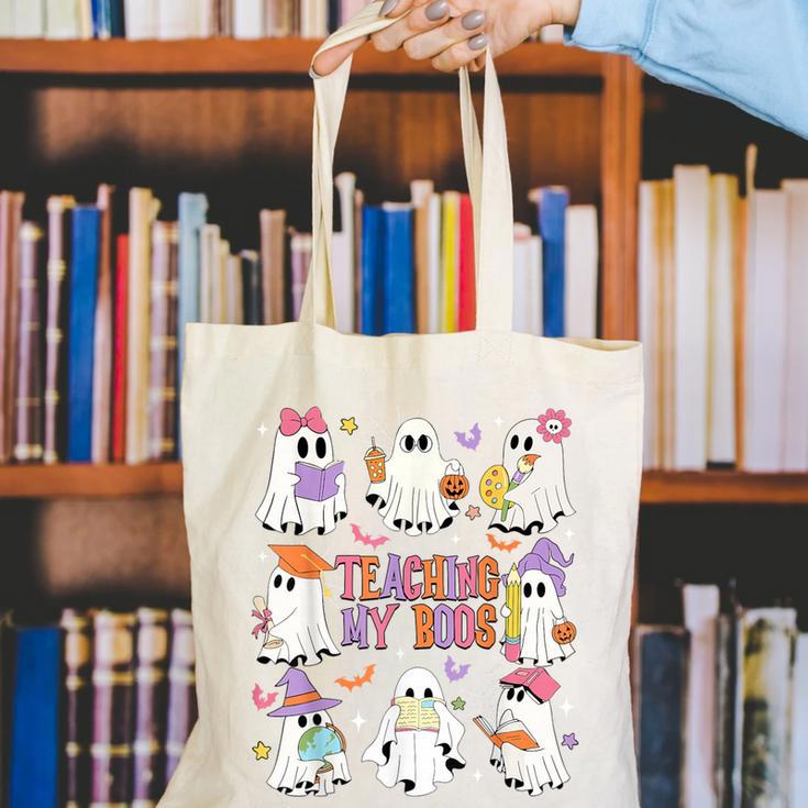 Teaching My Boos Teacher Cute Ghost Groovy Teacher Halloween Canvas Tote Bag, Groovy Teacher Tote Bags, funny gift Teaching My Boos Teacher Cute Ghost Groovy Teacher Halloween Canvas Tote Bag, Groovy Teacher Tote Bags, funny gift
