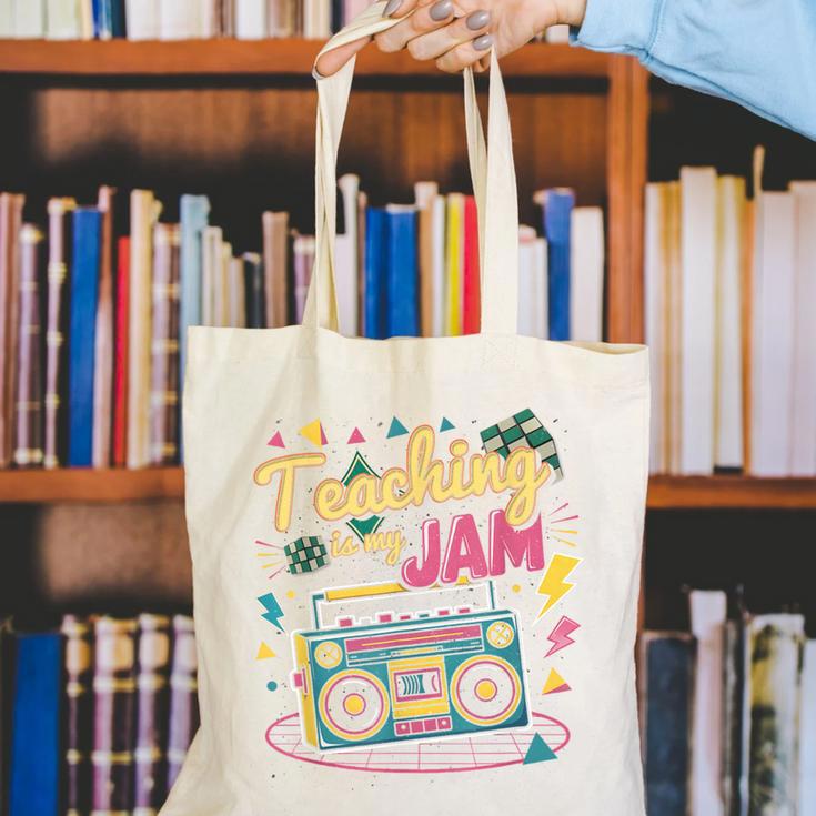 Teaching Is My Jam Groovy Retro Teacher Back To School Canvas Tote Bag, Groovy Teacher Tote Bags, funny gift Teaching Is My Jam Groovy Retro Teacher Back To School Canvas Tote Bag, Groovy Teacher Tote Bags, funny gift
