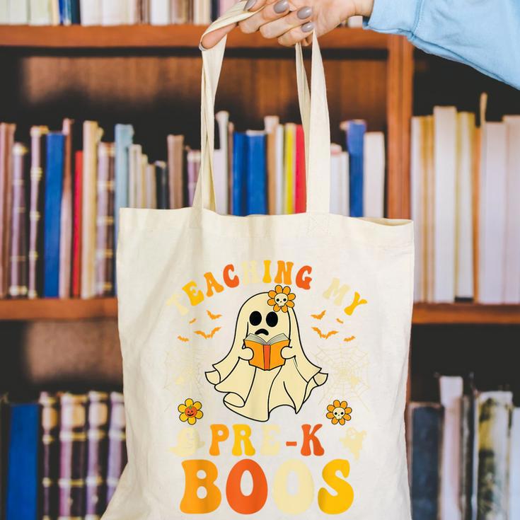 Teaching My Pre-K Boos Crew Teachers Halloween Ghost Canvas Tote Bag, funny gift Teaching My Pre-K Boos Crew Teachers Halloween Ghost Canvas Tote Bag, funny gift