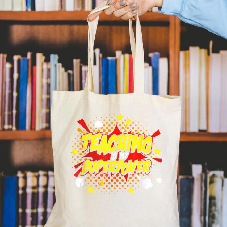 Teaching Is My Superpower Retro Comic Teacher Canvas Tote Bag, funny gift Teaching Is My Superpower Retro Comic Teacher Canvas Tote Bag, funny gift