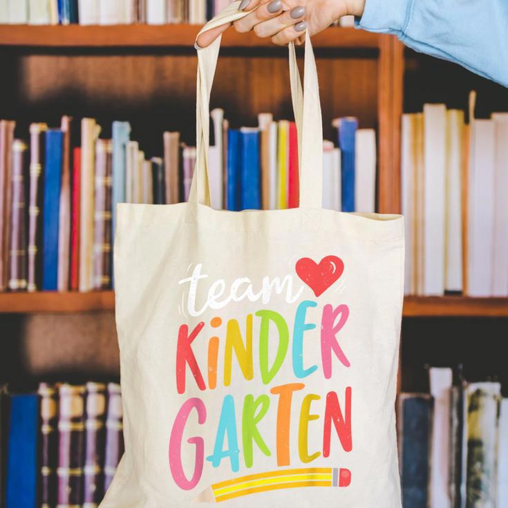 Team Kindergarten Teacher Student Back To School Canvas Tote Bag, funny gift Team Kindergarten Teacher Student Back To School Canvas Tote Bag, funny gift