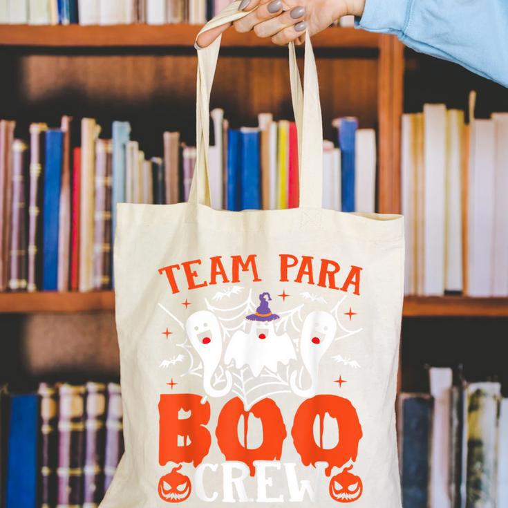 Team Para Boo Crew Halloween Ghost Paraprofessional Teacher Canvas Tote Bag, funny gift